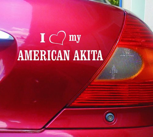 cartattoo4you® AI-01321 | I Love (als Herz) My American Akita | Autoaufkleber Aufkleber Farbe weiß, in 24 Farben erhältlich, glänzend 20 x 7 cm Motiv Copyright by dh-Folien