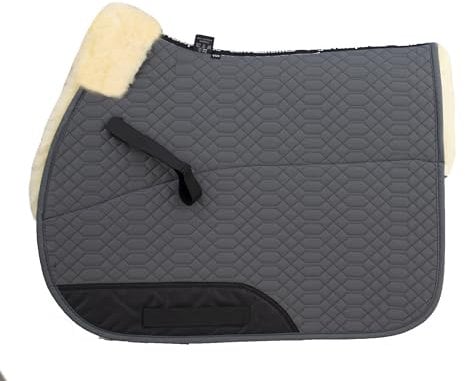 Engel Reitsport | SCHABRA1-VSS-GRA-MED | Schabracke | Steppstoff | Lammfell im Sattelbereich | Half Lined | Fellkranz vorne | Vielseitigkeit | Stoff grau Fell med.