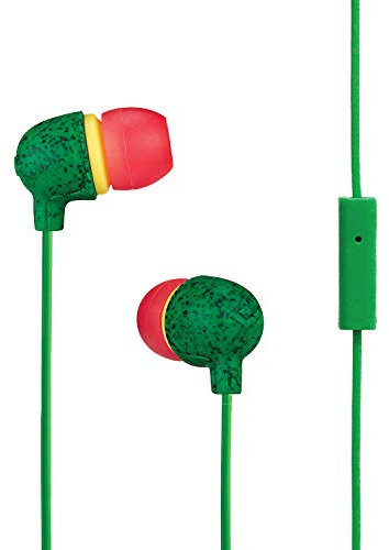 House of Marley Little Bird In-Ear Headphones, In-Line Microphone Control Earphones, Noise Isolating 9 mm Driver, Earbuds Included in 2 Sizes for Lasting Comfort, Sustainably Crafted Sound- Rasta