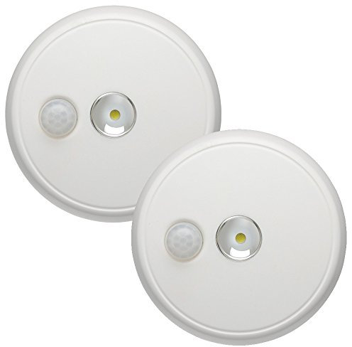Mr Beams MB982 LED-Deckenleuchte mit Bewegungssensor, für den Innen- / Außenbereich, batteriebetrieben, Weiß, 2 Stück
