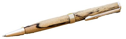 Donegal Pens edler handgefertigter Kugelschreiber aus Buchenholz mit Stockflecken, in Geschenketui, mit 24kt vergoldete Metallteile