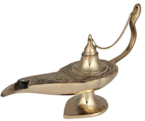 JMD Handcrafted Aladdin-Genie-Lampen aus Messing: Räucherstäbchen, Messing, Gold, 25,4 cm, ALD-10