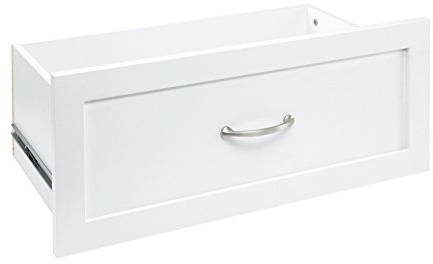 ClosetMaid SuiteSymphony Wood Closet Drawer, Add On Accessory, Shaker Style, For Storage, Closet, Clothes, 25” x 10” Size for 25 in. Units, Pure White