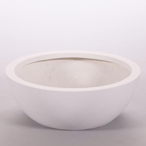 Elegant Einrichten Blumenkübel Fiberglas Schale D46xH16cm Perlmutt weiß.