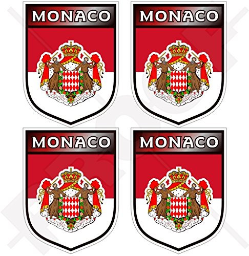 Monaco Principality Shield 50 mm Vinyl-Aufkleber für Stoßstange, Helm, 4 Stück