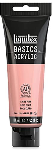 Liquitex 1046810 Basics - Acrylfarbe, monopigmentierte Künstlerpigmente, lichtecht, mittlere Viskosität, Achivqualität, seidenglänzender Finish, 118ml Tube, portraitrosa hell