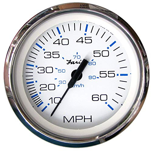 Faria Beede INSTRUMENTS Faria Beede 33811 Chesapeake Stainless Steel Speedometer (60 MPH) Pitot - 4', White