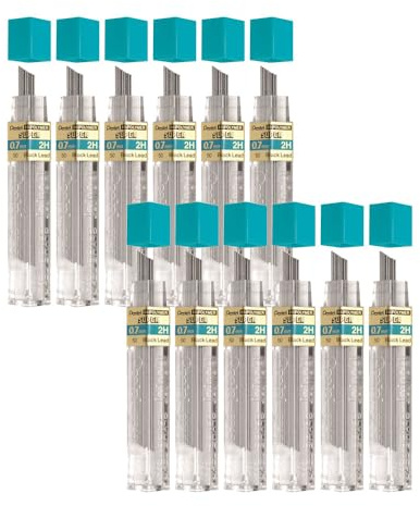Pentel Super Hi-Polymer Lead Refill, (0.7mm) Medium, 2H, 144 Pieces of Lead, 12 Tubes of Lead (50-2H)