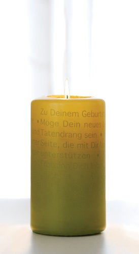 BULLA Wortlichtkerze Wortlicht Kerze LEUCHTENDE GEBURTSTAGSWÜNSCHE grün