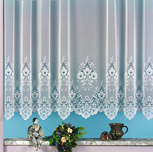heimtexland Gardinen, Vorhang, Store weiß aus hochwertigem Jacquardstore mit transparentem Oberstoff und Kräuselband, HxB 95x300 cm Typ10