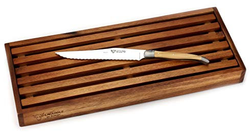 Laguiole en Aubrac CCP99OLI - Brotmesser mit Schneidebrett - Küchenmesser Griffschalen Olivenholz