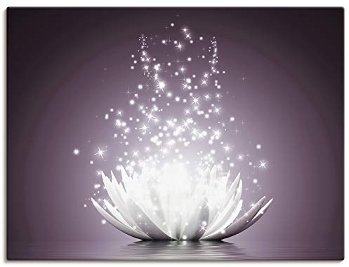 ARTLAND Wanddeko Leinwand Bilder Wandbild Lotusblume Blumen Botanik Blüten Natur Glitzer Seerose Modern Kunst S6CA