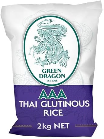 Green Dragon Thai Sticky Rice Rice 2KG | Premium Rice | Glutinous | White Rice | AAA | Chinese Ingredients | Chinese Asian Cooking | 2KG