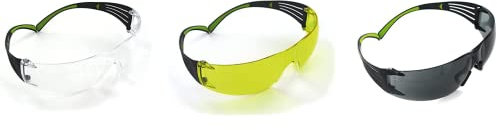 Peltor Sport SecureFit 400 Glasses, 3 Pack: Clear + Amber + Gray Lenses, Anti Fog