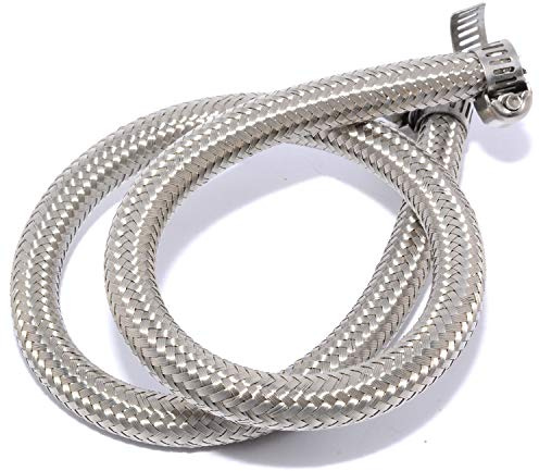 Easyboost Fuel Hose 5 to 6mm Rubber Reinforced Stainless Steel Braided for Scooter Booster Motorcycle 50 Brush Cutter Chainsaw Lawnmower Resistant Strength Flexible 45 cm