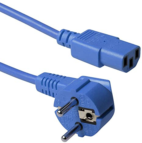 ACT C13 auf CEE7/7 Kaltgerätekabel 0,60m Blau – AK5132 | für Computer, Monitore und Drucker