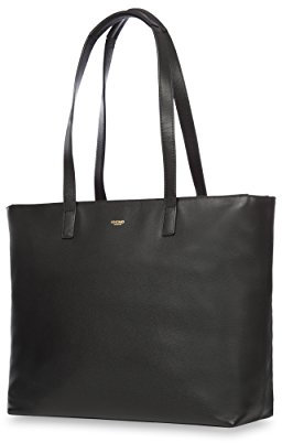 Knomo 120-204-BLK Mayfair Luxe Maddox, edle Schultertasche aus weichgegerbtes Vollrindleder mit gepolstertem 15 Zoll Notebookfach und ein Einschubfach für 10 Zoll Tablets | Schwarz