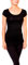 Easy Young Fashion - Damen Basic T-Shirt - langes Kurzarm Longshirt - Rundhals Longsleeve - Unterziehhemd Skinny Fit 1002 - Schwarz S