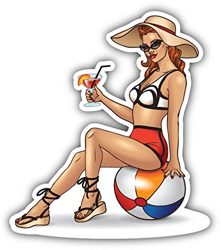Pin Up Girl Hot Retro Summer Hochwertigen Auto-Autoaufkleber 10 x 12 cm