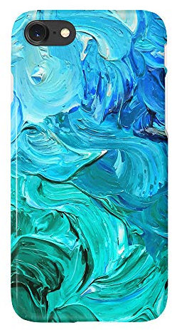 uCOLOR Watercolor Blue Turquoise Case for iPhone 6s 6 iPhone 7/8 /SE 2nd / SE 3 (2022) 4.7 inch Cute Case Soft TPU Protective Case