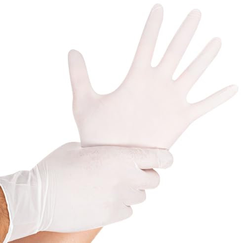 FRANZ MENSCH Hygostar Nitrilhandschuhe Safe Light | puderfrei, weiß, 8/M, 24cm, 100 Stück, Einweghandschuhe, Einmalhandschuhe, in Gr. XS, S, M, L, XL & XXL verfügbar