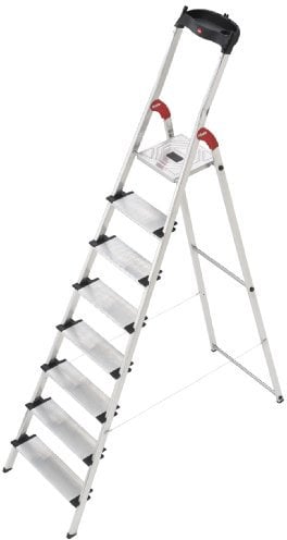 Hailo Aluminio 5_8818-001-Escalera de Tijera Ancho XXL EasyClix (8 peldaños), 150 kg