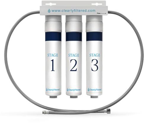 Filtre de rechange Clearly à 3 étapes : élimine jusqu'à 99,9 % de fluorure, 99,9 % de plomb, 99,9 % de mercure et de nombreuses autres impuretés de l'eau du robinet. Système de filtration sous l'évier