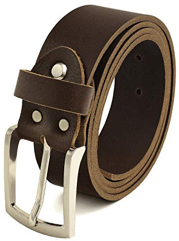 Fa.Volmer ® Gürtel Herren Ledergürtel aus Büffelleder für Männer Jeans Anzug Echtleder Braun 38mm breit kürzbar #GBr40Narb (Bundweite 100cm)