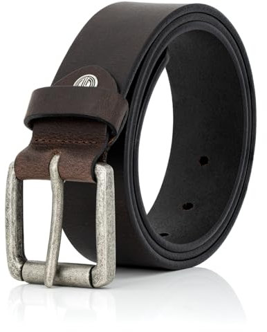LINDENMANN Leder-Gürtel Herren 40 mm breit, Gürtel Herren Büffelleder braun, Größe/Size:Bundweite 110 cm Gesamtlänge 125 cm W 43.3 XL