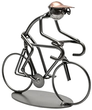 STEEMO Original Schraubenmännchen Figur: Fahrrad Rennrad Radfahrer Geschenk - Metall-Deko - Special Edition Slim Art - Handarbeit, Stahl, grau 15x6x14 cm
