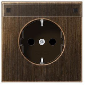 Jung ME at AL 1520 Kina D Schuko Steckdose 16 A 250 V mit Berührungsschutz und Schriftfeld 9 x 58 mm Serie LS antik, Messing anthrazit