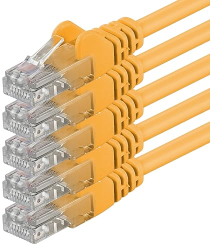 0,5m - amarillo - 5 piezas - Cable de red Ethernet con conectores RJ45 CAT6 CAT 6 Cat.6 1000 Mbit/s