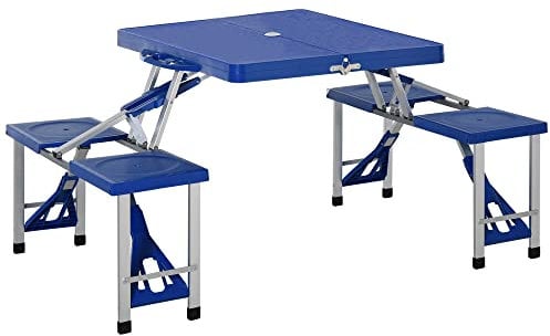 Outsunny Tavolino da campeggio con 4 sedie Richiudibile a Valigetta in Alluminio