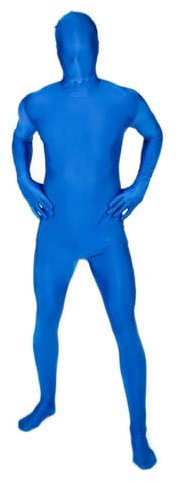 Adults MSUIT Blue Second Skin Halloween Fancy Dress Costume - size Medium - 5'-5'4 (152cm-163cm)