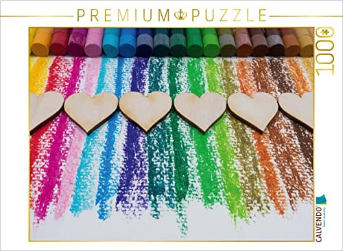 CALVENDO Puzzle Herz bunt, Karton, Farbstifte | 1000 Teile Lege-Größe 64 x 48 cm Foto-Puzzle für glückliche Stunden