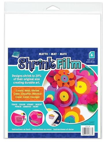 Grafix Schrumpffolie, matt, durchscheinend, 21,6 x 27,9 cm, gestalten Sie Ihre Kunst und schrumpfen Sie sie, um Schmuck, Verzierungen, Papierbastelarbeiten, Geschenkanhänger, Ornamente und mehr zu