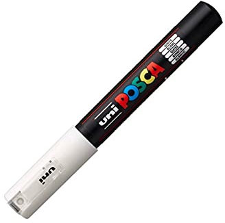 uni-ball 186701 - POSCA Marker mit extra feiner Rundspitze, weiß