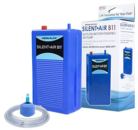 Penn Plax Silent Air B11 Battery Operated Aquarium Air Pump For Power Outage Automatic Turn On Keeps Fish Safe