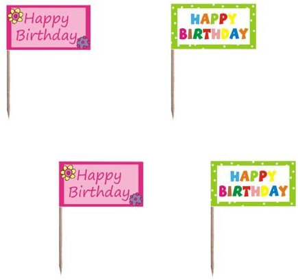 PAPSTAR 240 Deko-Picker 8 cm Happy Birthday