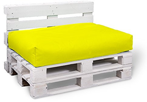 BuBiBag Palettenkissen Palettenpolster Palettenauflage Sitzfläche für In & Outdoor Größe & Farbe auswählbar (120x80x15 cm, gelb)