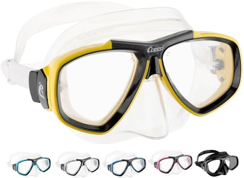 Cressi Focus Scuba Diving Optical Lenses Available Mask - Yellow