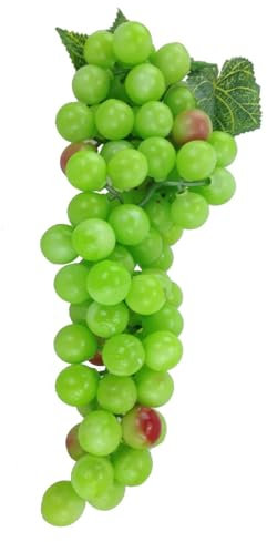 GMMH Künstliche Deko Trauben, (Grün-Mix, Rund, 20 cm) Lebensechte Weintrauben, Weinrebe, Plastikobst, Plastiktrauben, Plastikfrucht, Kunstobst, Dekoration, Hochzeitsdeko, Schaufenster, Küche, Hotel