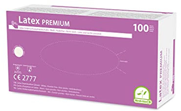 Medi-Inn+ Latex Premium Einmalhandschuhe, Gr. M, 1 x 100 Stück – puderfrei, naturfarben, für Medizin, Pflege & Labor