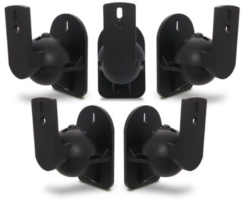 Black Universal Speaker Wall Brackets Mounts 5 pcs