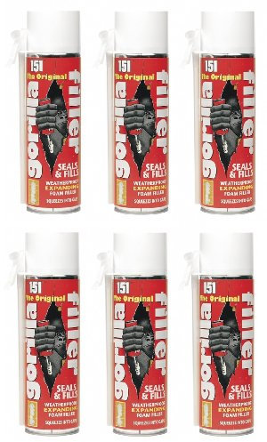 6 x Cans Of The Original Gorilla Filler Weatherproof expanding foam 500ml Each
