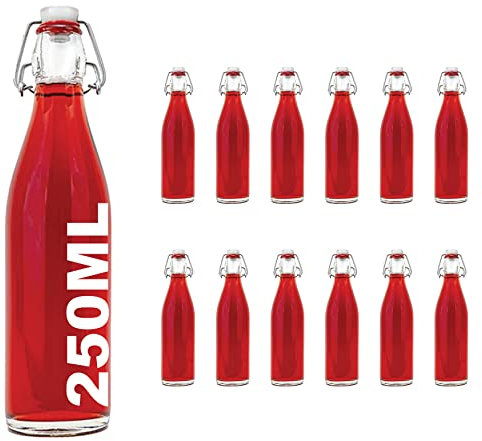 12 x Columpio Botella vacías de 250 ml de vidrio con tapón de Swing slkfactory