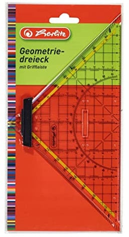 Herlitz Geometrie-Dreieck groß mit Griff, 1 Stück in Klarsichtpackung
