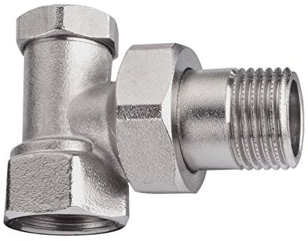 Cornat Heizkörper Verschraubung Eck-Form 1/2 Zoll - Messing verchromt - Absperrbar / Rücklaufventil / Winkeladapter Heizungsthermostat / Absperrventil / T591016