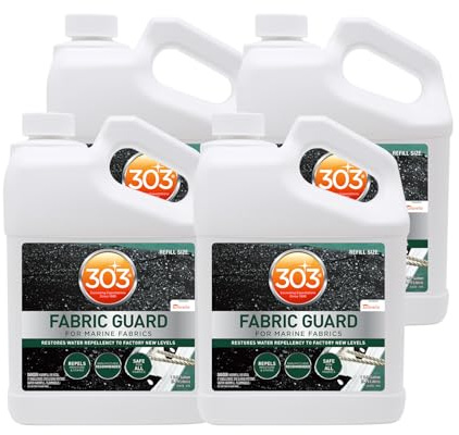 303 Products Marine Fabric Guard, Water Repellent Fabric Protector for Boat Covers, Canvas & Marine Fabrics – Restores Water & Stain Resistance, Safe for All Fabrics, 1 Gallon (4 Pack)