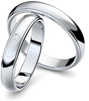 Eheringe Verlobungsringe Trauringe Freundschaftsringe Silber 925 mit Zirkonia Stein inklusive Luxus-Etui Ringpaar Partnerringe Hochzeitsringe Paar-Preis nickelfrei klassisch ER88SS925ZIFA-5060